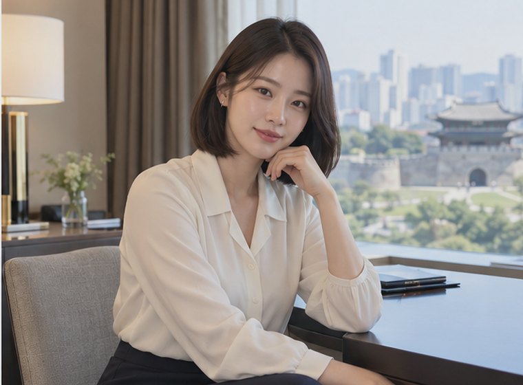 인계동 정적회복 균형 관리 안내 카드의 서로 다른 20대 성인 한국 여성 모델